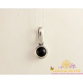 Серебряный кулон с черным камнем 3228